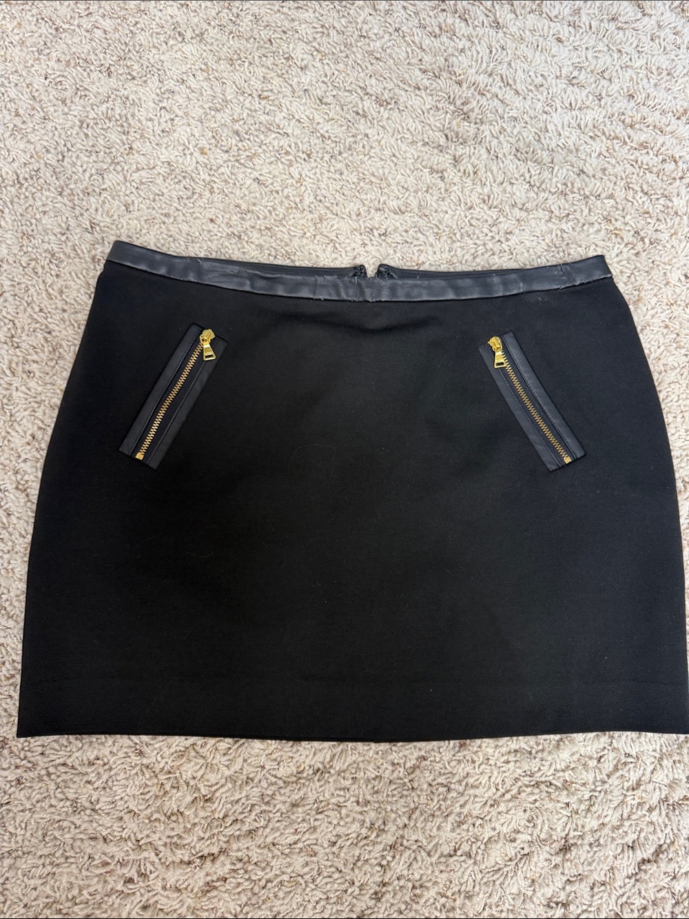 Express Black Mini Skirt with Gold Zipper Details